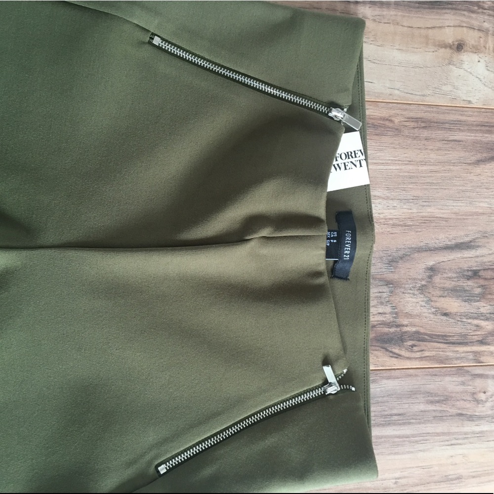 Forever 21 Olive Green Zipper Pant Leggings - Picture 3 of 5